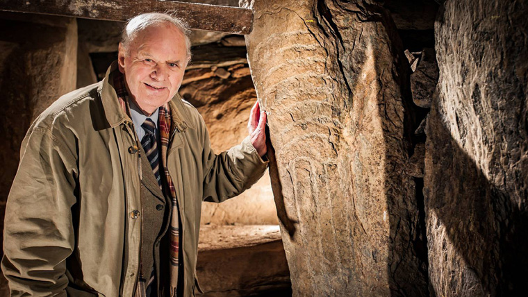 Prof George Eogan in the eastern tomb in Knowth