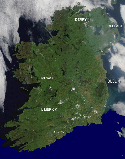 Image of the island of Ireland taken by NASA's Aqua MODIS